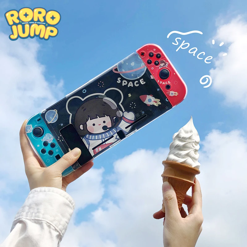 

LIENG RORO-Astronaut Cute Fast Food Delivey Switch Shell Cute Girl Soft Case Cover Back Girp Shell For Nintendo Switch