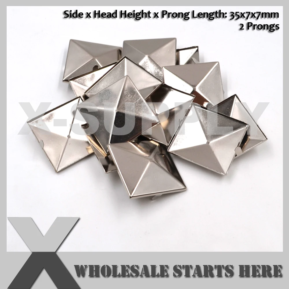 35mm Square Pyramid Studs With 2 Prongs for Leather Craft/Bag/Shoe/Clothing