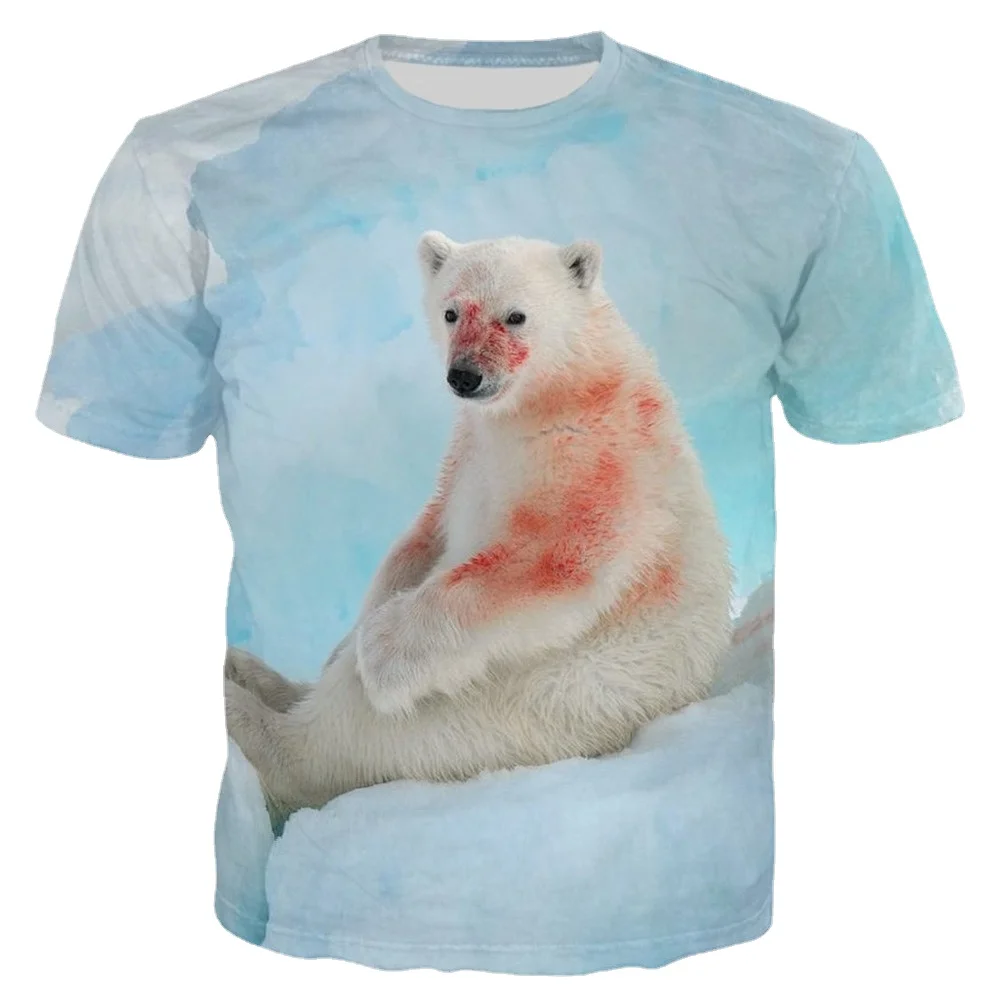 

HX Newest Russian Polar Bear Men T Shirt 3D Print Harajuku Style Animal T Shirt Men Women Casual Streetwear Tops