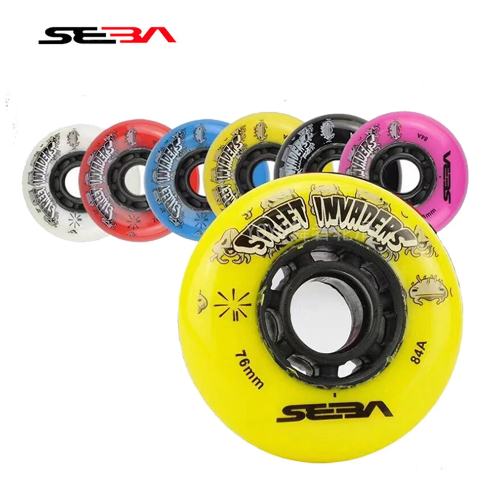 4 Pcs SEBA Street Invaders Inline Skates Wheels 84A Roller Skating  Wheels FSK Slalom Sliding Tires for Powerslide Patines