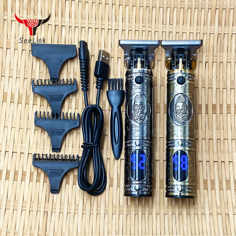 

T9 LCD Professional Digital Hair Trimmer Rechargeable Electric Hair Clipper Men's Cordless Haircut Adjustable Ceramic Blade