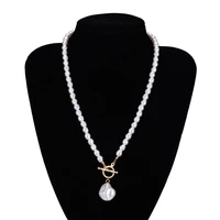 bohemia vintage elegant irregular imitation pearls pendant necklace for women dinner party neck collar clavicle chain necklace