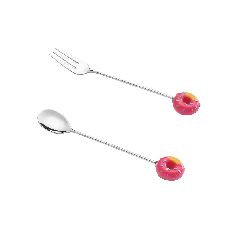 Пончик Дизайн Из Нержавеющей Стали кофейная ложка вилка для фруктов