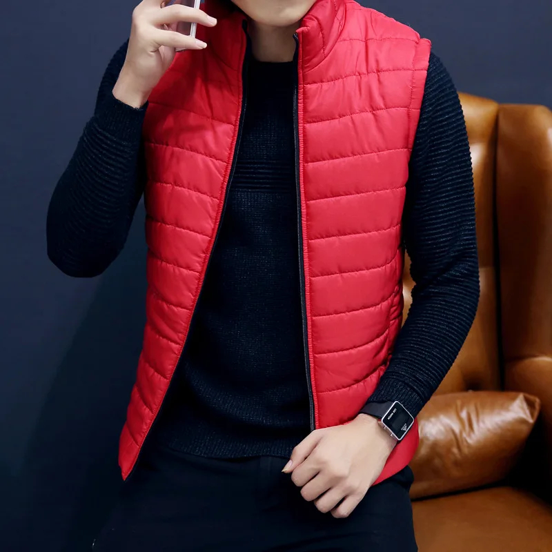 

Men Down Cotton Vest Autumn Winter Coat Thick Causal Vest Warm Male Outerwear