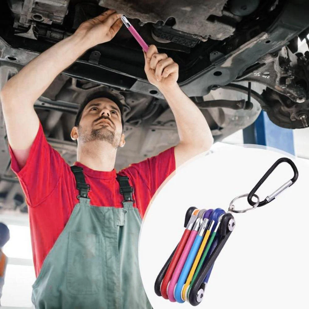 

9 In 1 Hexagon Wrench 9pcs High Quality Steel Galvanized Mini Folding Hex Wrench Set Factory Operation Bicycle Car Repair Tools