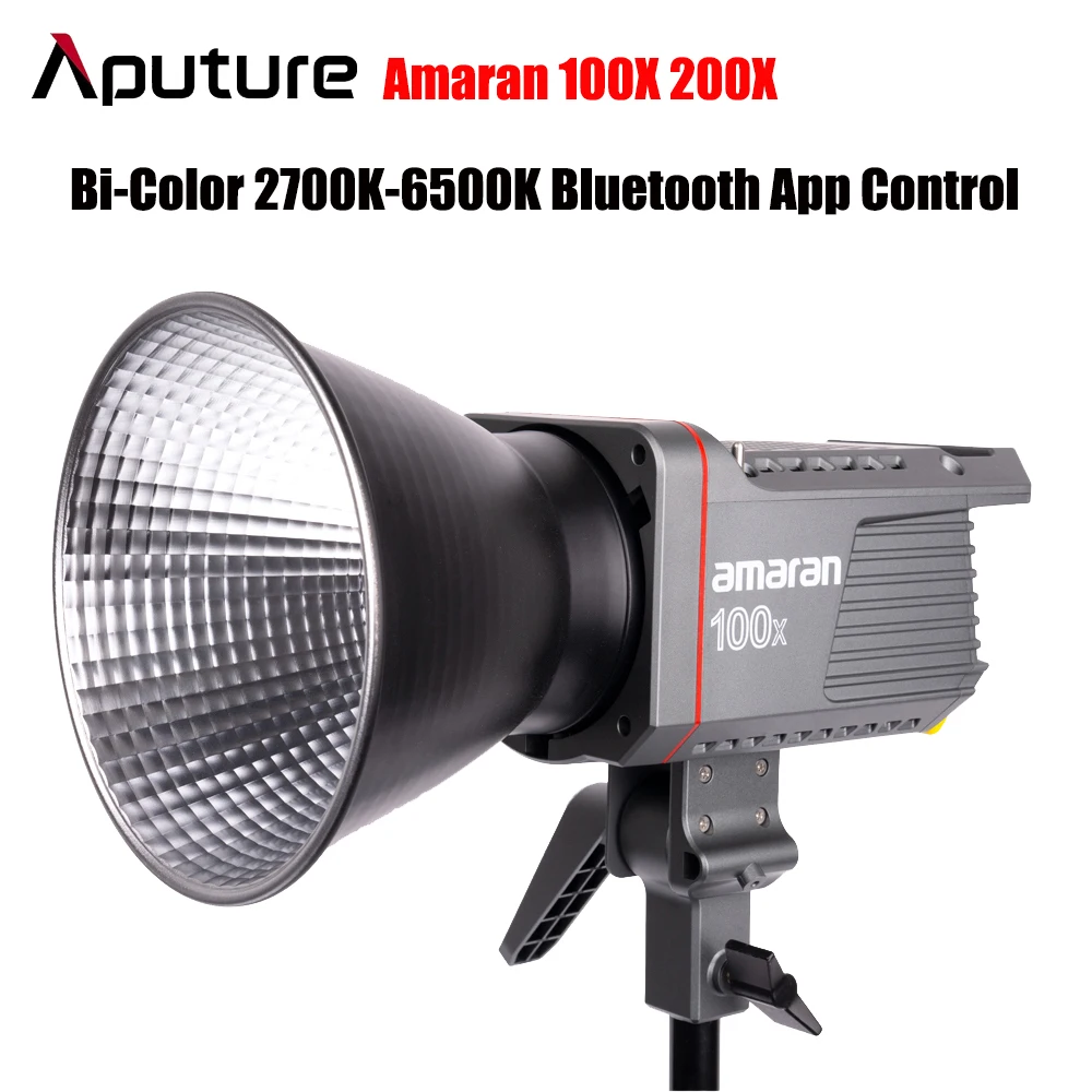 

Aputure Amaran 100X 200X двухцветный светодиодный светильник для видеосъемки 2700K-6500K совместимый с Bluetooth управление через приложение источник питания ...