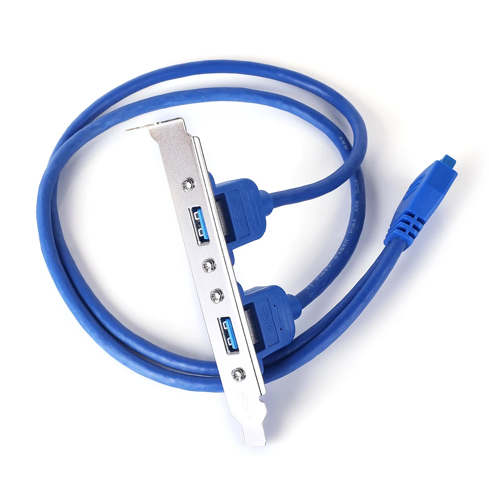 

Кабель-переходник для материнской платы USB 3,0 с 20 контактами на два порта USB 3,0 с перегородкой, полноразмерный кронштейн для расширительной з...