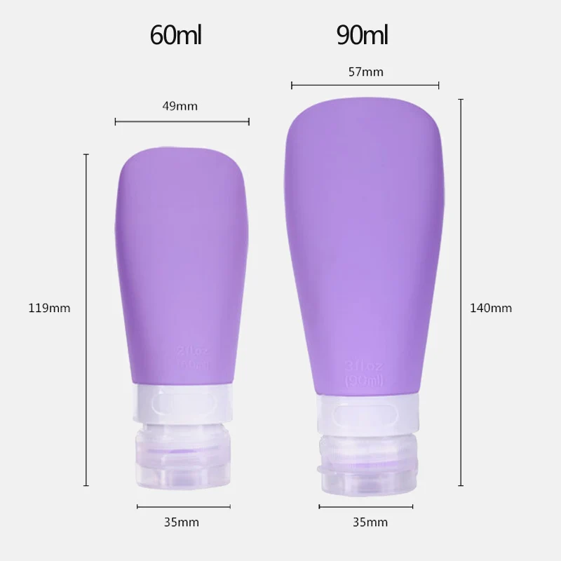 60/90 мл портативные многоразовые косметические контейнеры силиконовая