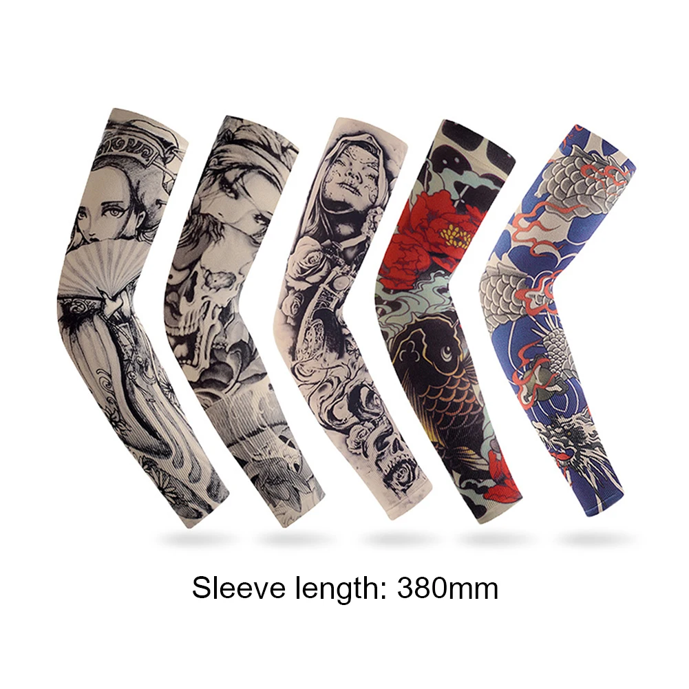 

1Pair UV Protection Arm Sleeves Printing Ice Silk Sports Cooling Arm Covers Basketball Running Cycling Arm Sleeves Men Women