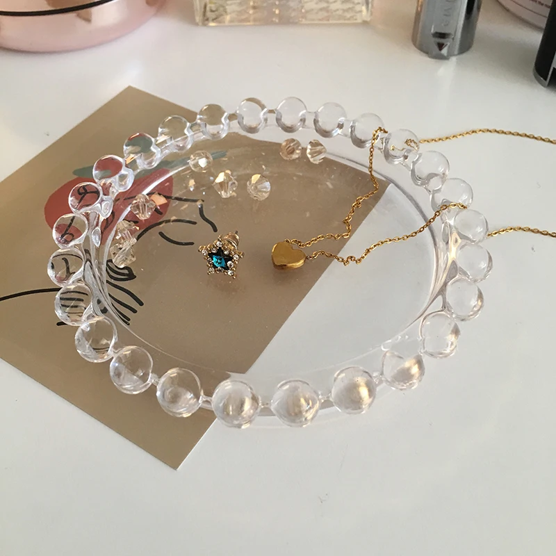 Круглый стеклянный поднос с бусинами в европейском стиле серьги ожерелья кольца