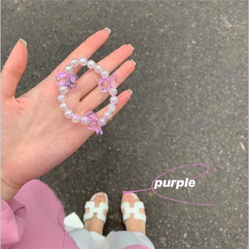 

1PCS Japanese And Korean Girls Summer FreshHair Accessories Can De Used As Dracelets Rope Cute Dear Crystal Deads Hair Rope