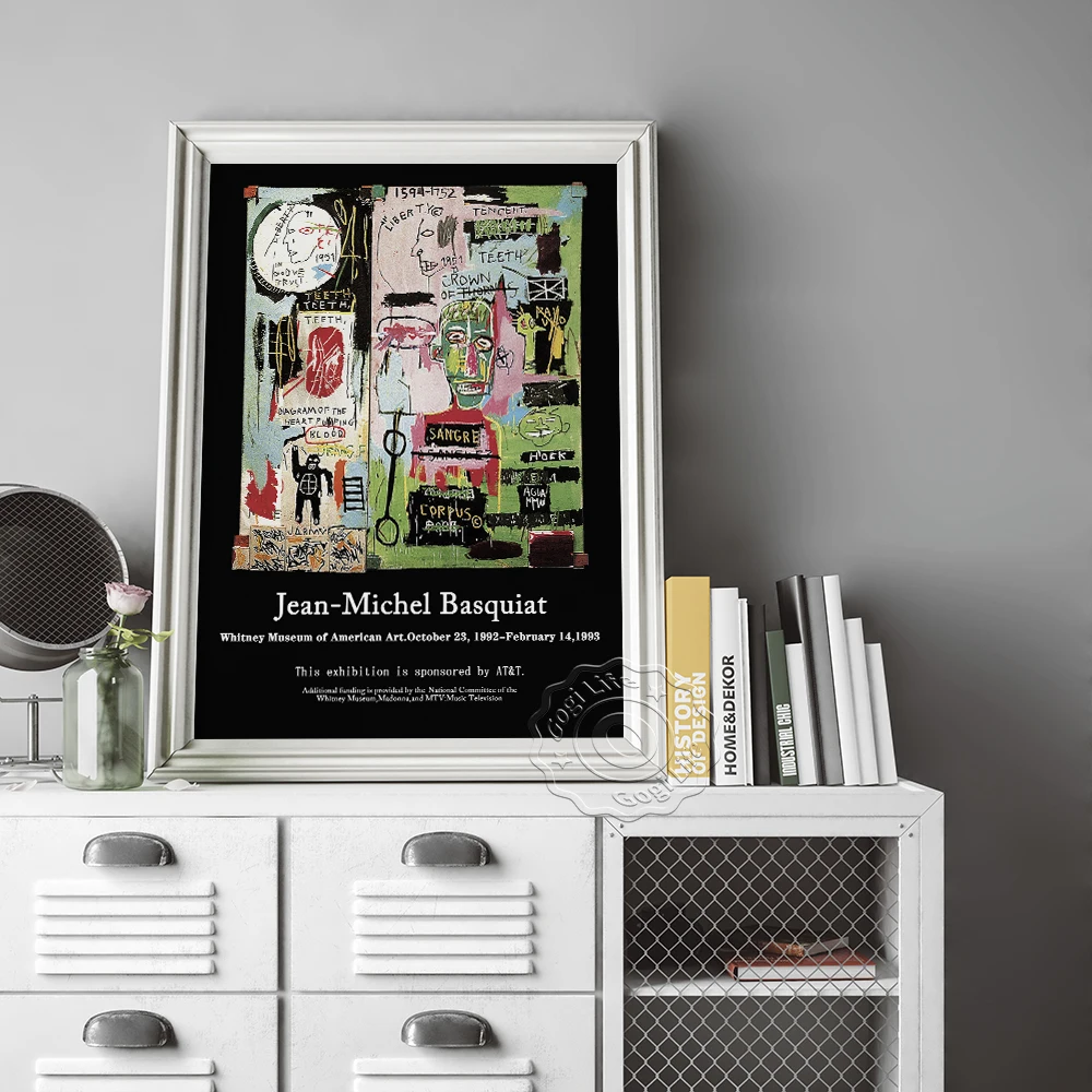 

Basquiat Vintage Art Doodle Prints, 1903 Jean Michel Basquiat Whitney Museum American Art Exhibition Poster, Kids Home Decor