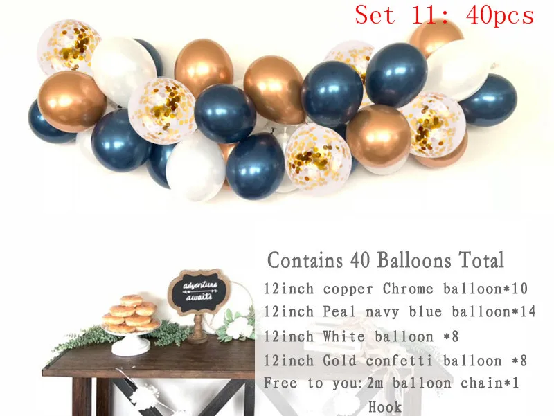 40pcs Set 11 40 шт. DIY шар гирлянда персиковый розовый Макарон Золотой Металл конфетти воздушные шары-гирлянды свадьба помолвка день рождения детский душ Декор - Цвет: 40pcs Set 11