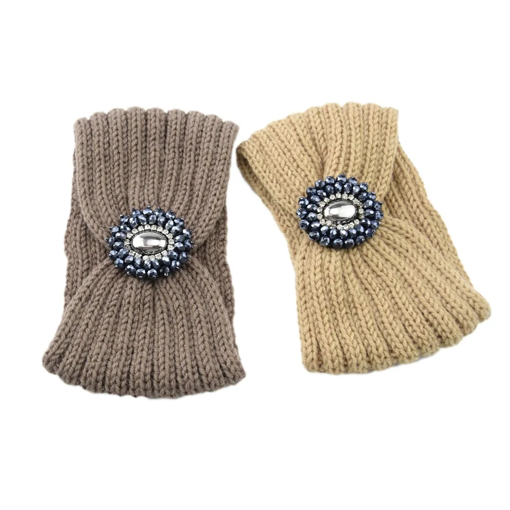 

Diamond-encrusted gemstone knitted wool hair band sports hairband headband hand-made headgear woven warm hair accessories