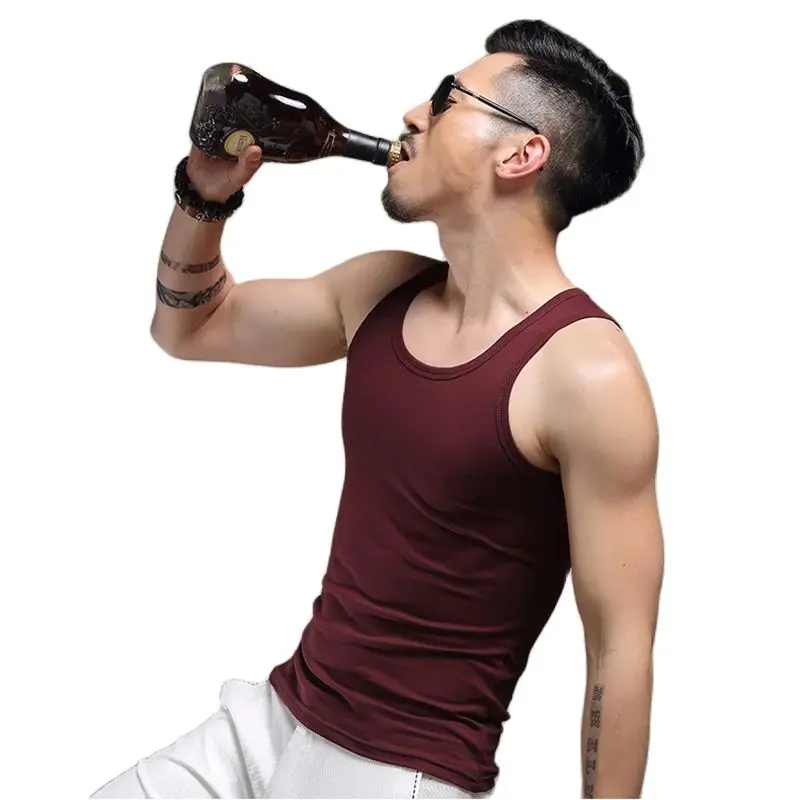 

New Men's Vvest Ssolid Color Summer Breathable Comfortable and Quick-drying Youth Sports Fitness Hurdle Stretch Bottoming Shirt