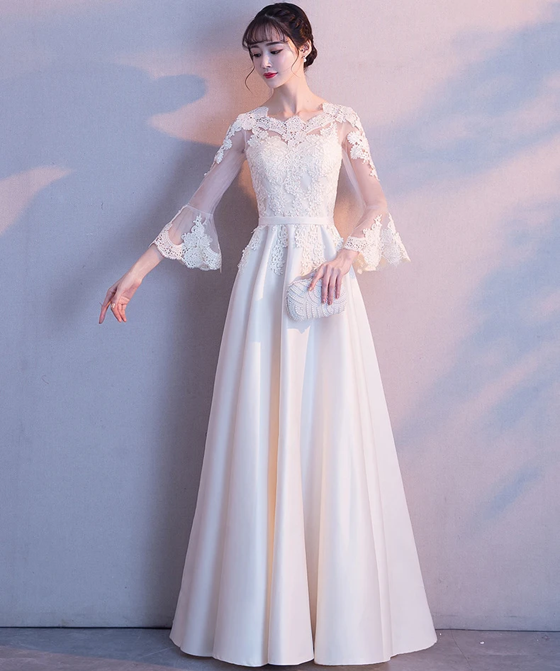 Вечерние платья с расклешенными рукавами женское свадебное платье Cheongsam длиной