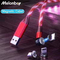 melonboy 540 degrees magnetic charging cable usb micro type c cable magnet charging wire mobile phone cable for iphone 12 cord