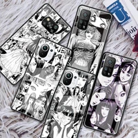 junji ito tees comics glass phone case for xiaomi redmi note 9s 8 9 8t 7 9c capa for mi 10t pro 9t 10 lite tempered cover