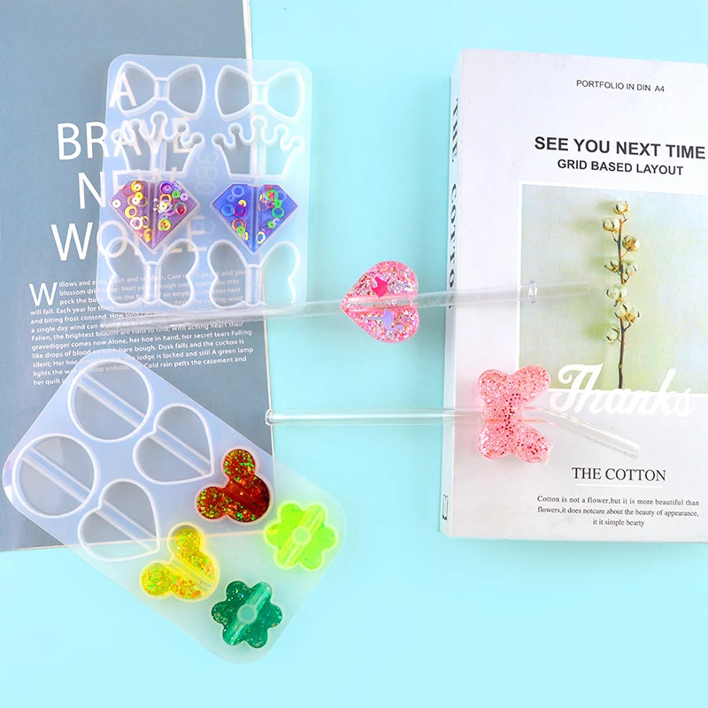 

Straw Topper Silicone Mold Straw Topper DIY Resin Mold Various Of Straw Resin Moulds Jewelry Accessories NEW