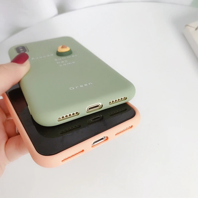 3D карамельный цвет авокадо Письмо Мягкий чехол для телефона iPhone 11 Pro XS MAX XR X
