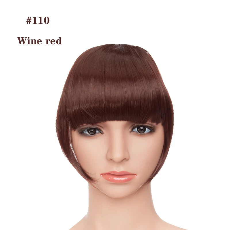 wine red S-noilite, 8 дюймов, синтетические волосы на заколках для наращивания, для женщин, спереди, затычки, бахрома, волосы, черный, коричневый, челка, 2 зажима, ins - Цвет: wine red