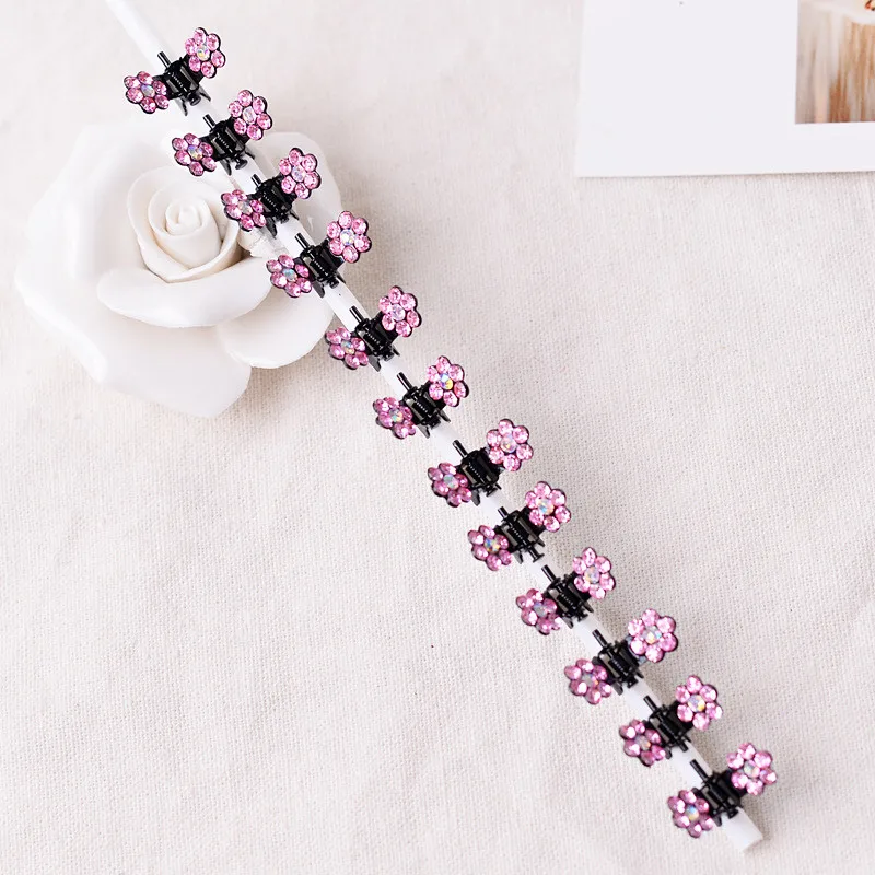 pink 12 шт., модные женские шпильки, Хрустальный цветок, мини заколки, подарок для детей, заколка для волос, милые заколки, аксессуары для волос для девочек - Цвет: pink