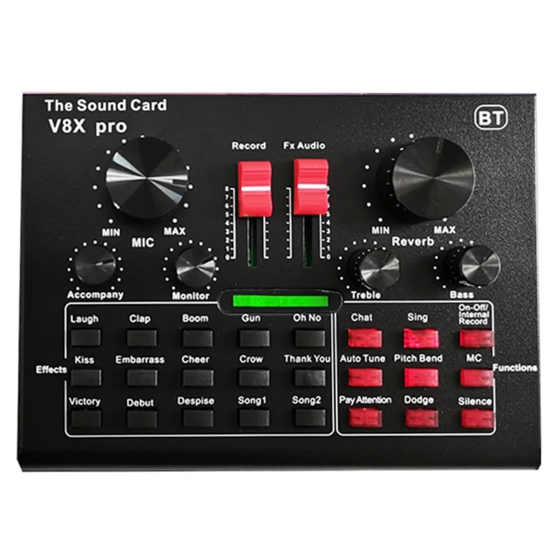 

V8X Pro Microphone Mixer Audio DJ Condenser Sound Card Live Broadcast Stand USB Recording Game