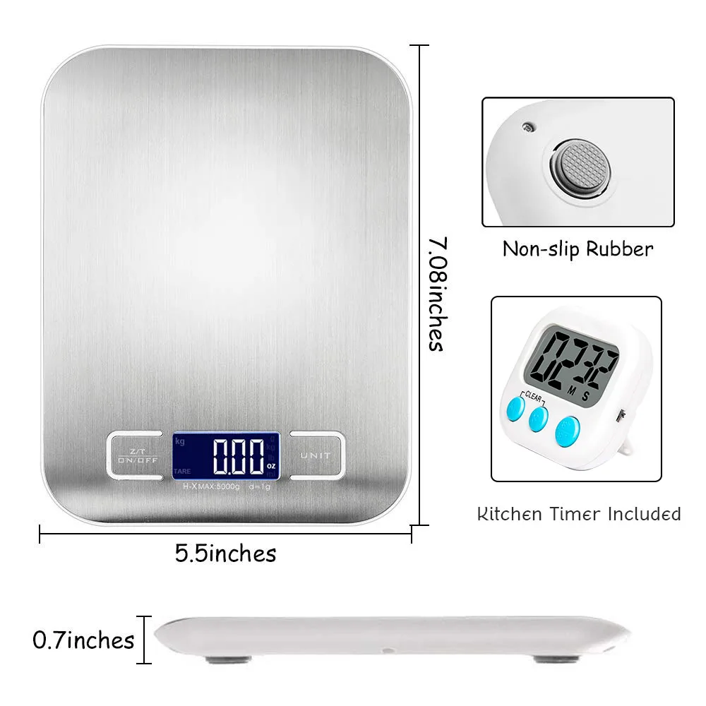

Food Scale - Kitchen Scale - Digital Food Scale with Digital Kitchen Timer