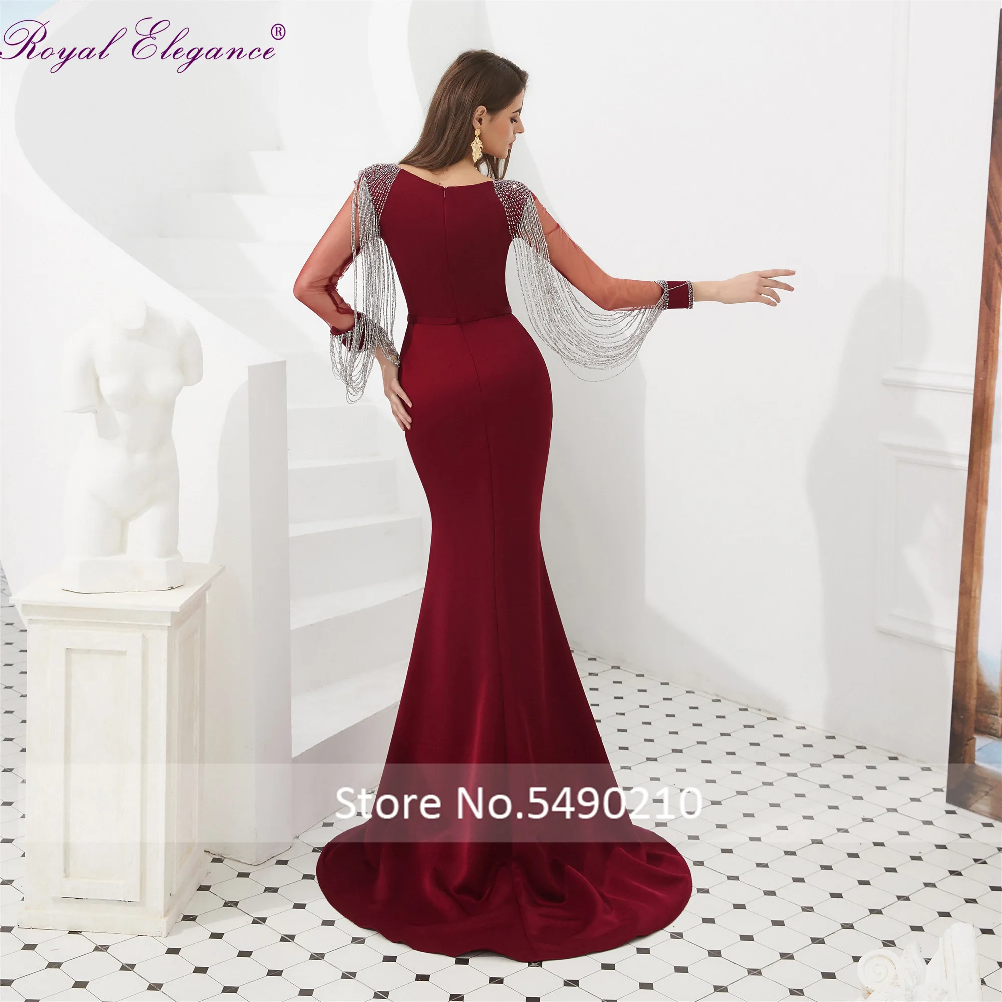 Королевское элегантное вечернее платье с коротким рукавом глубоким вырезом из