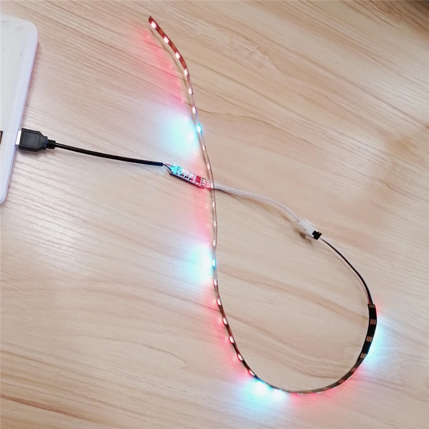 Ws2812b 5 В USB RGB Светодиодная лента 60 Светодиодный s SMD 5050 пикселей светодиодный диодный ленточный светильник HD tv Настольный ПК подсветка экрана 0,5 м 1 м 2 м 3 м 4 м 5 м