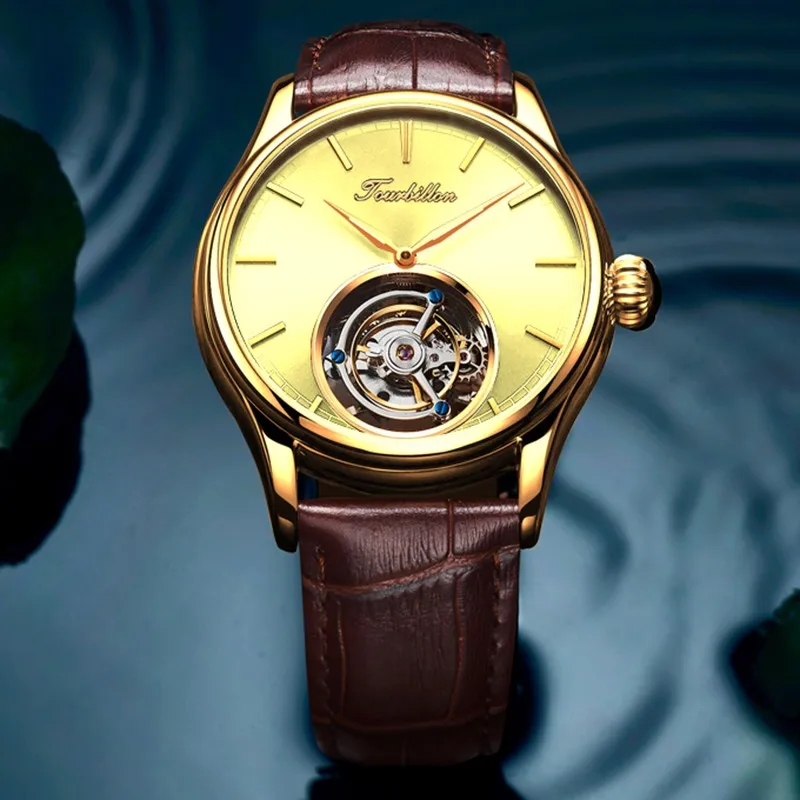 E Tourbillon часы GUANQIN на механический сапфир для мужчин s часы лучший бренд класса люкс часы для мужчин Relogio Masculino - Цвет: E