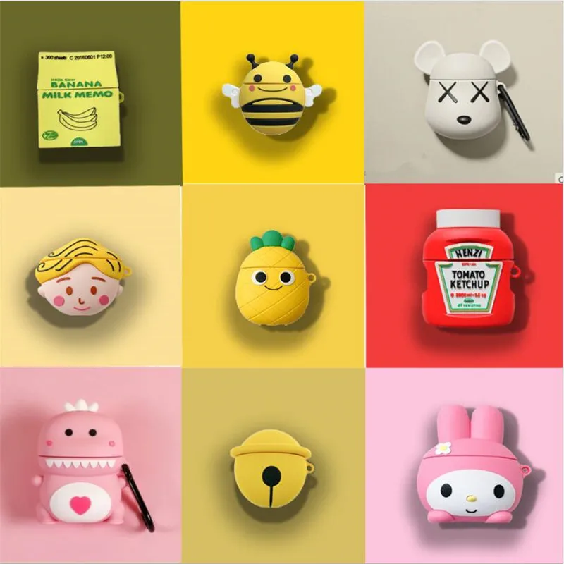 Apple Airpods bluetooth гарнитура силиконовый чехол милые коробки для хранения наушников