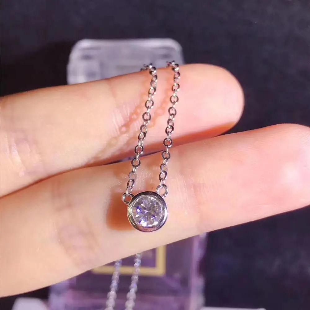 Стихи Иудейского магазина S925 Серебряное ожерелье круглое 0.50ct D VVS классическое с