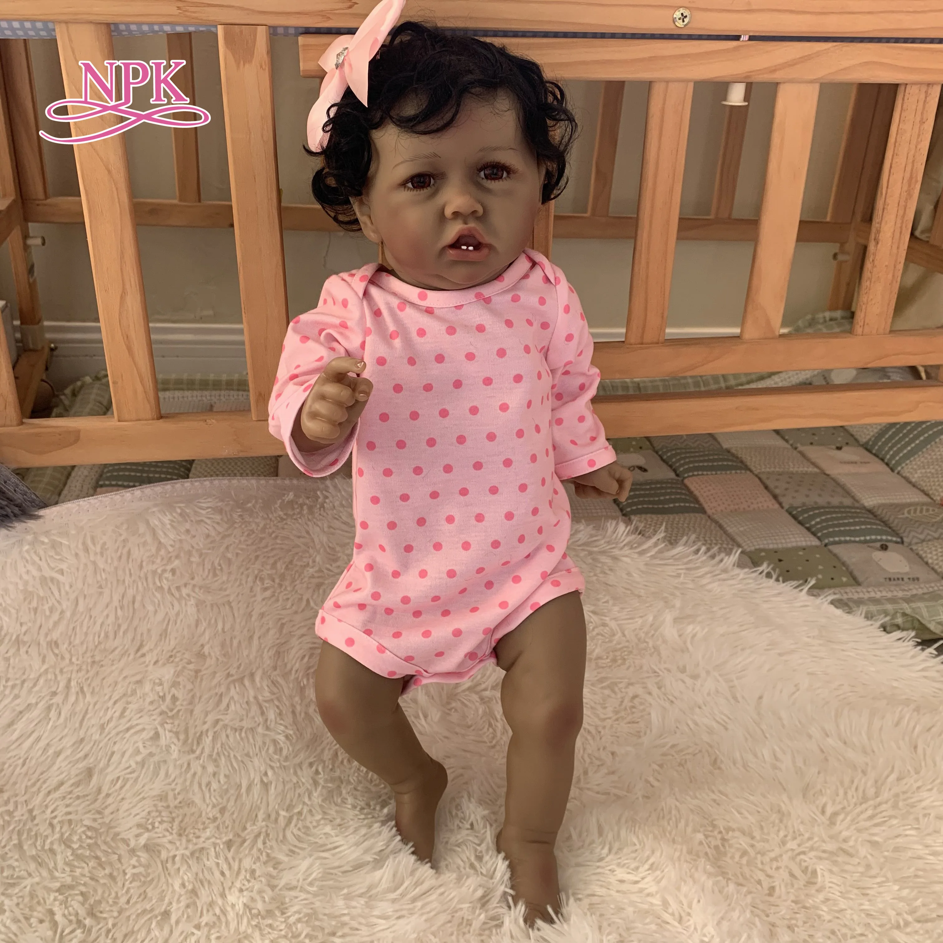 NPK 55 см африканская кукла saskia для новорожденных Реалистичная кукла-младенец