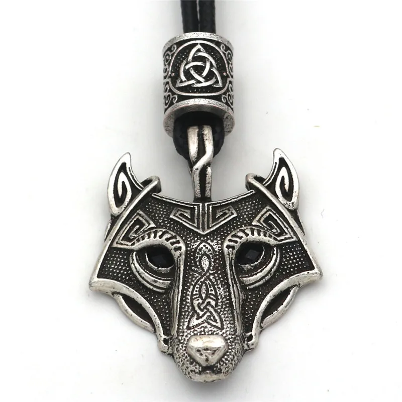 Black Trinity Silver Красные, черные глаза, волчий амулет, один, Vegvisir, Валькнут, троица, руны, бусина, Викинг, мужское языческое ожерелье, талисман, женские аксессуары - Окраска металла: Black Trinity Silver