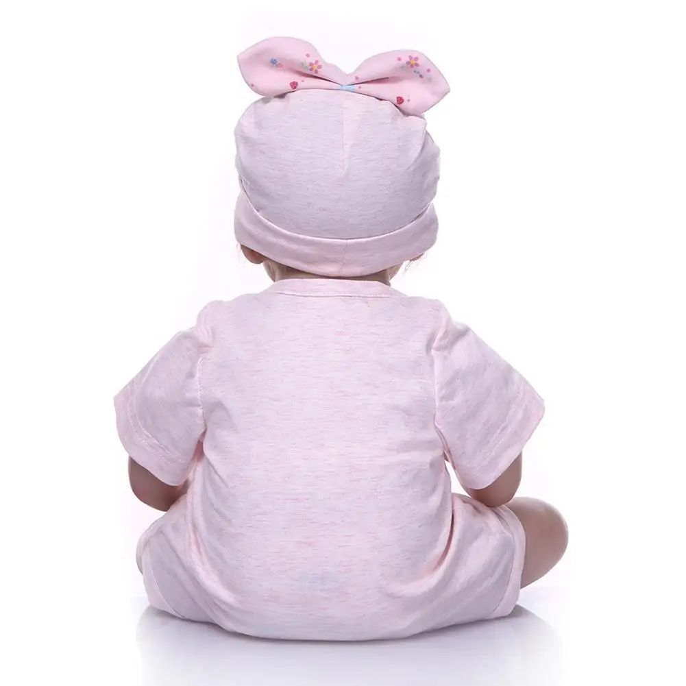 

20 Inch Simulation Doll Silicone Baby Girl Reborn Baby Doll Pink Dress Children Gift Toy Doll