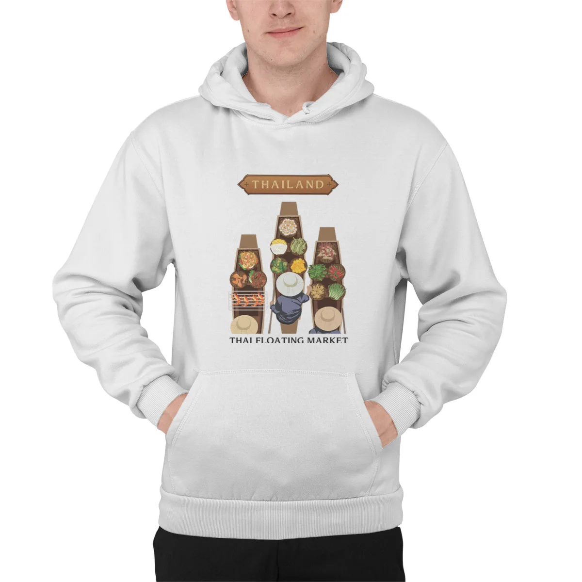 

Men's Hoodie Thai Floating MarketCouples Matching long Sleeve Streetwear Spring Hood Sweat Capuche 41221