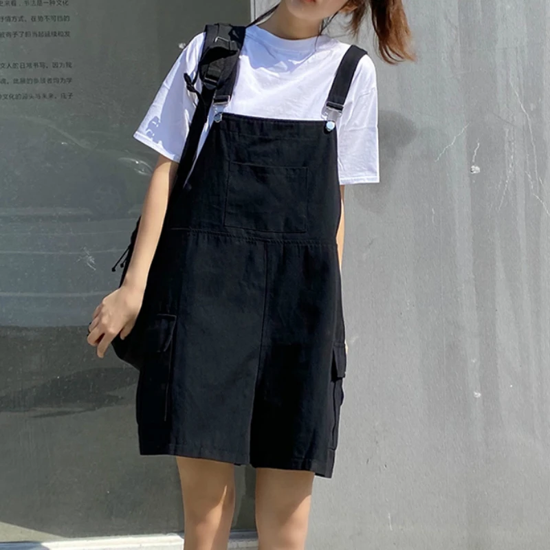 Комбинезон женский однотонный с широкими штанинами карманами |