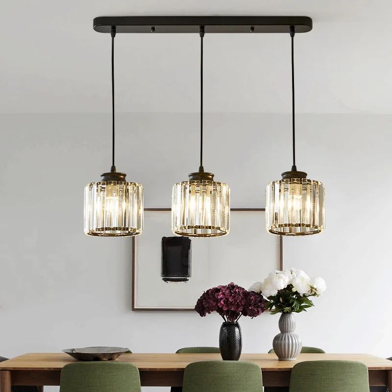 

Vintage Black/Gold Crystal Glass E27 Pendant Lights Creative 1/3 Heads Pendant Lamp For Hotel Villa Duplex Apartment Home Decor