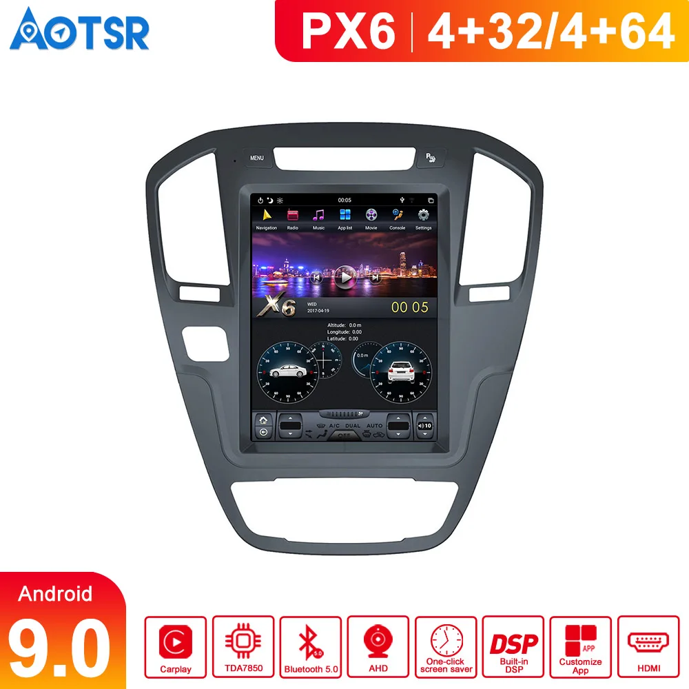 Автомобильный GPS навигатор PX6 Android 9 0 4 Гб DSP Тесла для OPEL Insignia 2008 2013 мультимедийный