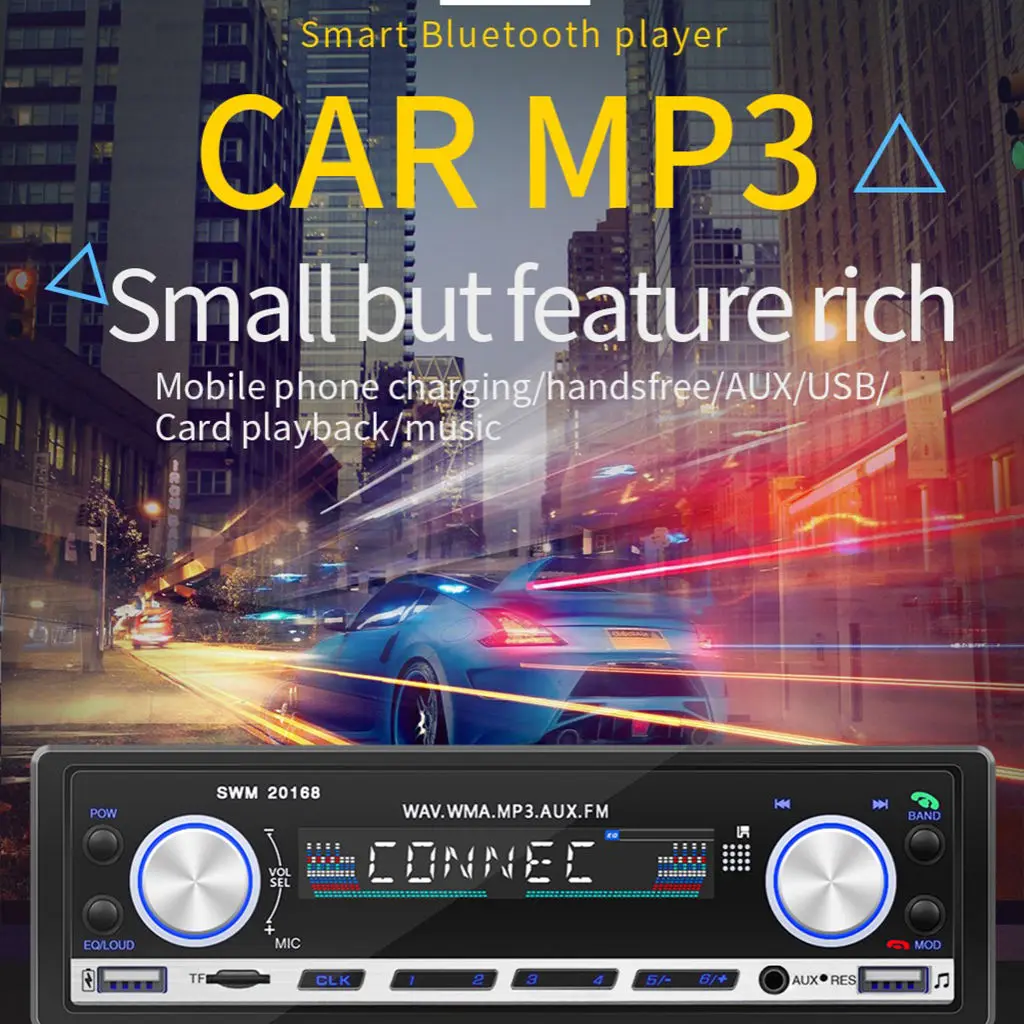 

Автомобильный стерео-радиоприемник mp3-плеер Aux/с двумя Usb-портами Поддержка Fm-радио, ИК-пульт дистанционного управления