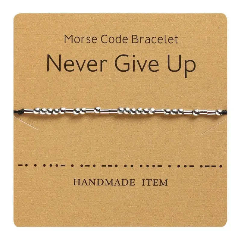 

I Love You Morse Code Dainty Beaded Bracelet with Secret Message Jewelry Gift R2LE