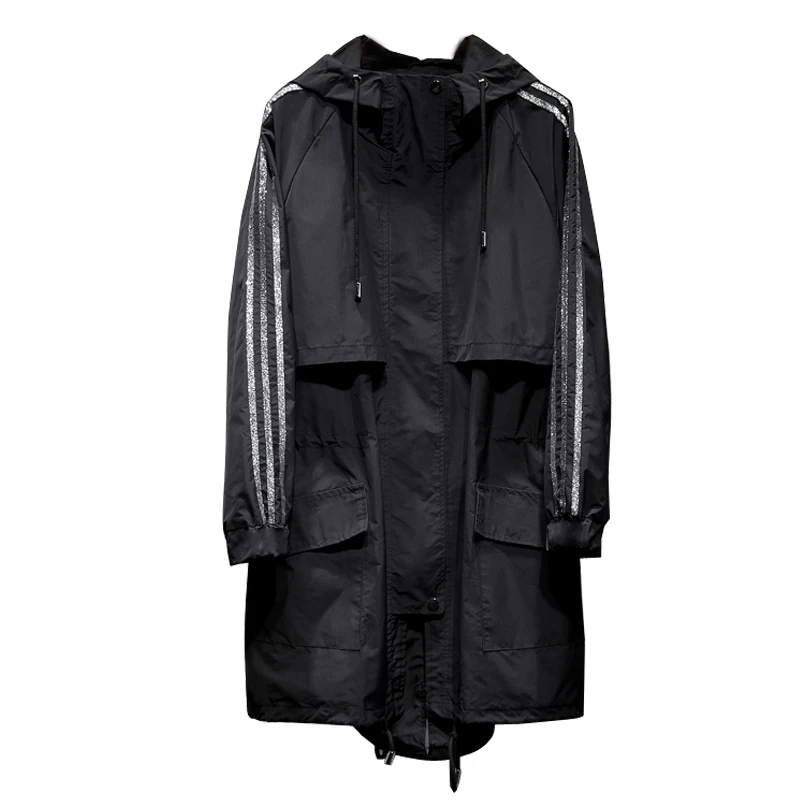 

Casual plus size windbreaker women's long versatile spring suit 2020 new loose college style hooded trench coat D215