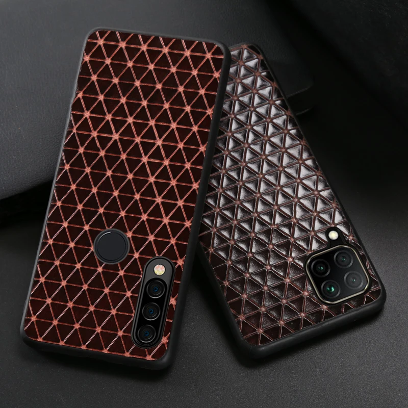 

Кожаный чехол для телефона Huawei P40 Lite P30 P20 Mate 30 Nova 5T P Smatr Honor 8X Max 9X 10 Lite 10i 20 Pro 20i с треугольной текстурой