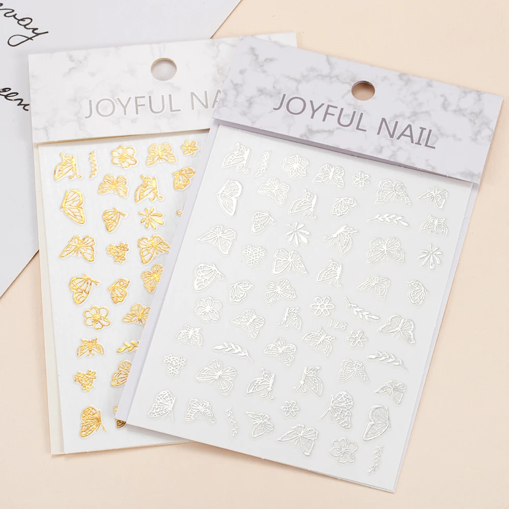 Новинка 3D бронзовая Бабочка искусство ногтей фотоклейкие слайдеры наклейка для