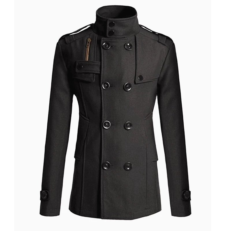 

2020 brand new men's long-sleeved wool trench coat men's coat outerwear men's woolen coat