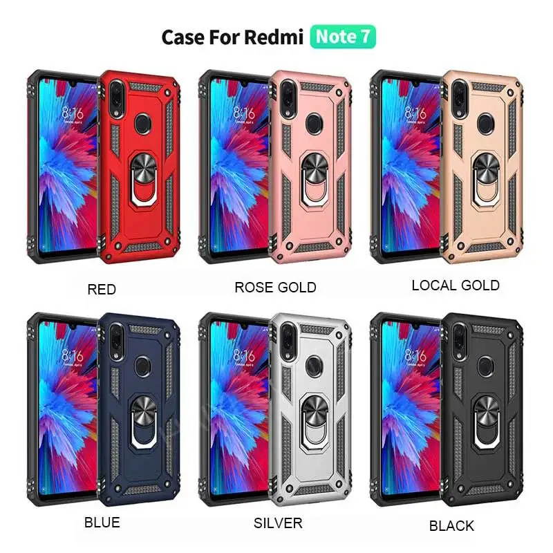 Роскошный Магнитный противоударный чехол с кольцом-держателем для Xiaomi Redmi Note 8 7 K20