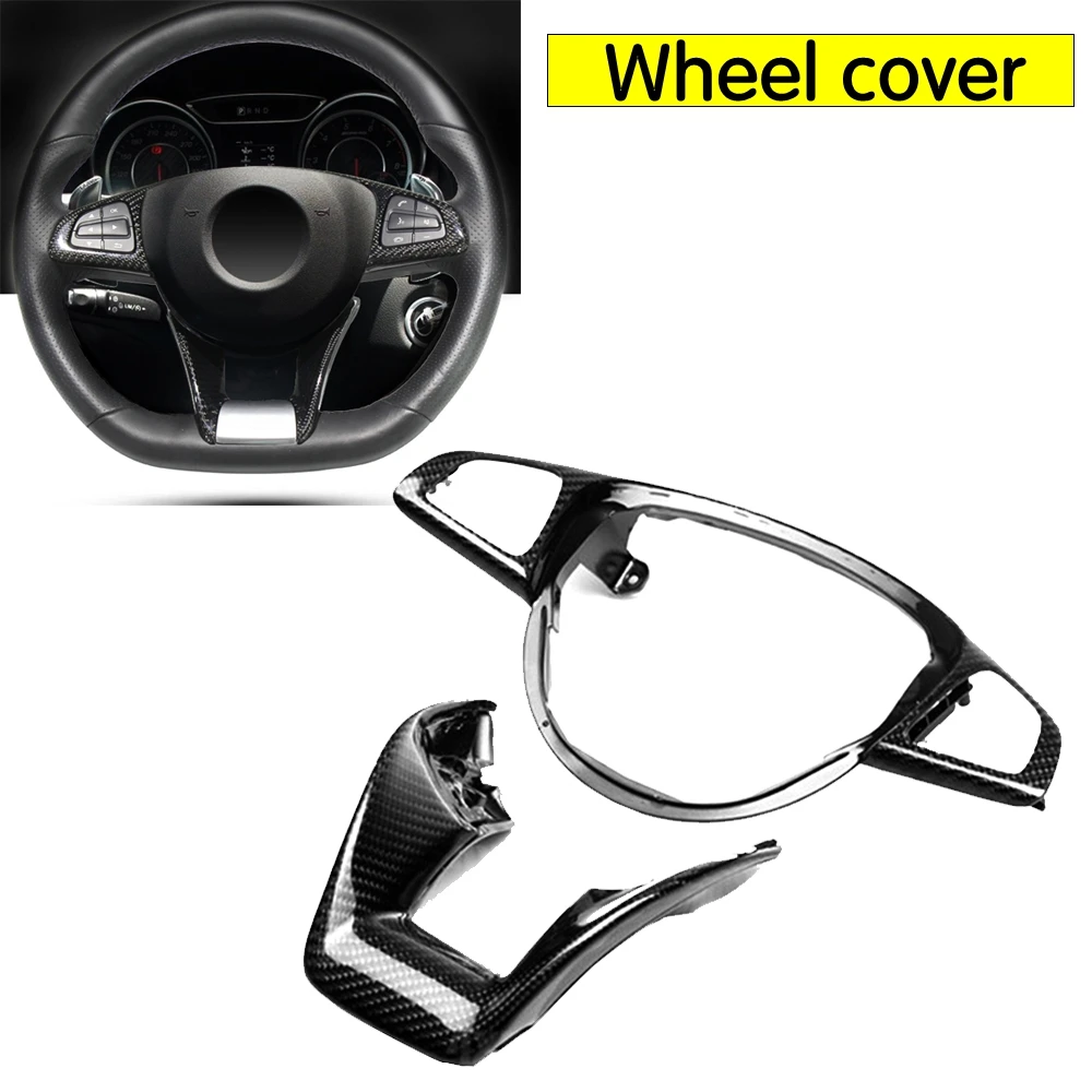 Дешево W205 для Mercedes-Benz W205 C63 W176 A45 W213 E63 W117 C117 CLA45 CLS63 GLA45 AMG крышка рулевого колеса из углеродного волокна 2015 +