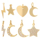 Подвески в виде Луны, звезды для изготовления ювелирных изделий оптом солнце молния подвески кулон Diy серьги ожерелье браслет аксессуары медь