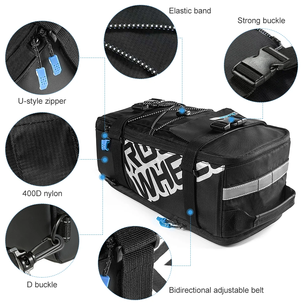 

Cycling Bicycle Bike Rear Seat Trunk Bag Outdoor Sports Pouch Rack Panniers Shoulder Handbag Waterproof Bicycle Storage Bag